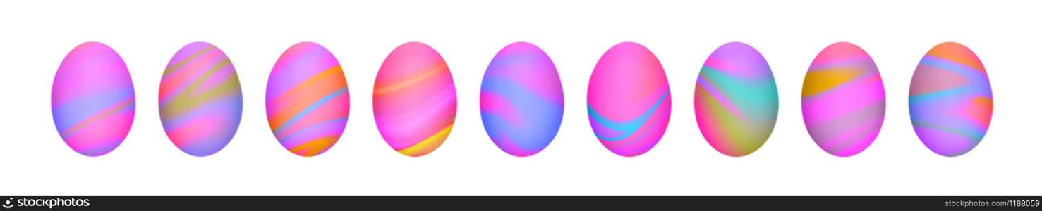 Set of pink, yellow and blue gradient toned Easter eggs. Long poster or banner. Set of pink, yellow and blue gradient toned Easter eggs. Long banner