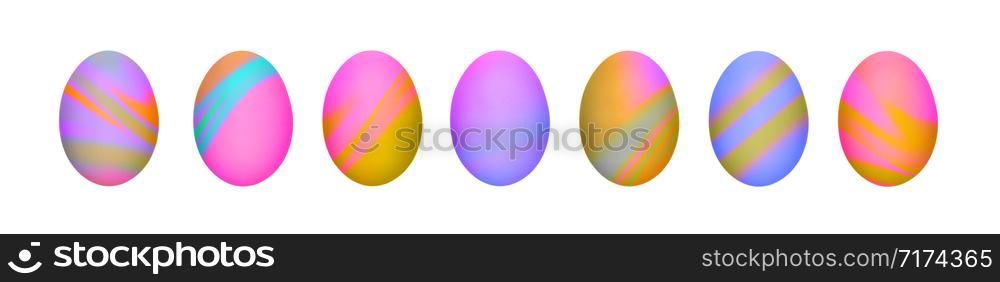 Set of pink, yellow, violet and blue gradient toned Easter eggs. Long poster or banner. Set of pink, yellow, violet and blue gradient toned Easter eggs.