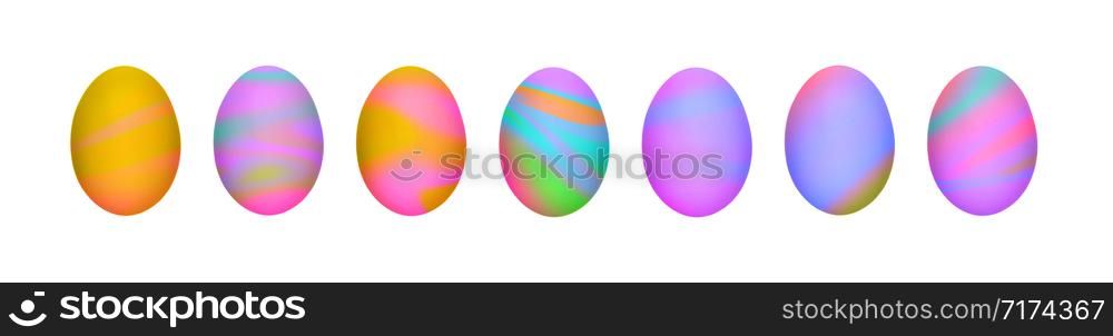 Set of pink, yellow, violet and blue gradient toned Easter eggs. Long poster or banner. Set of pink, yellow, violet and blue gradient toned Easter eggs.
