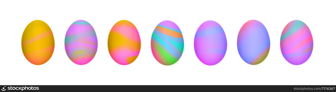 Set of pink, yellow, violet and blue gradient toned Easter eggs. Long poster or banner. Set of pink, yellow, violet and blue gradient toned Easter eggs.