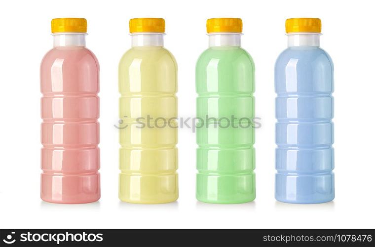 Set of plastic drink bottles isolated with clipping path