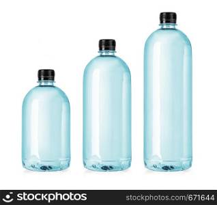 Set of plastic water bottles isolated on white