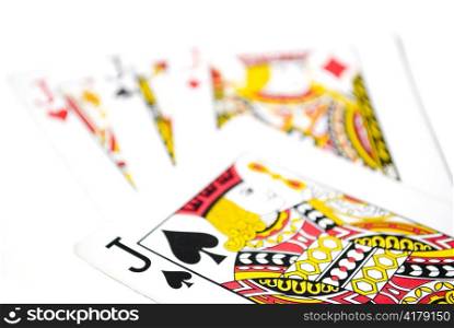 set of playing cards isolated on white background