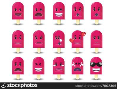 Set of Popsicles Icons: different emotions