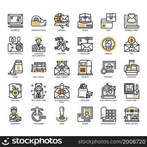 Set of Post office thin line icons for any web and app project.
