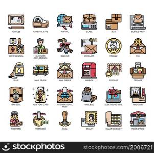Set of Post office thin line icons for any web and app project.