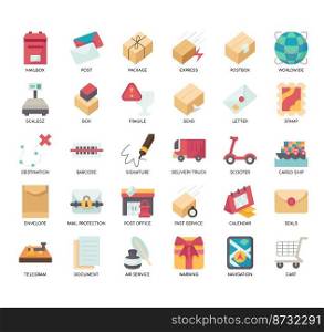 Set of Postal Service thin line icons for any web and app project.
