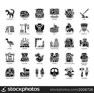 Set of Prehistoric Element thin line and pixel perfect icons for any web and app project.