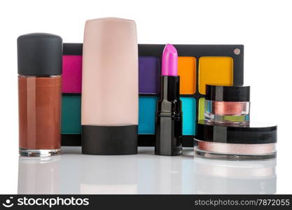 Set of professional makeup and cosmetics. on a light background isolated