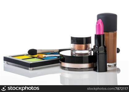 Set of professional makeup and cosmetics. on a light background isolated