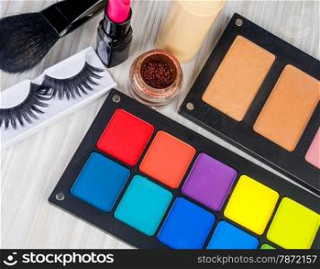 Set of professional makeup and cosmetics. on a light background isolated