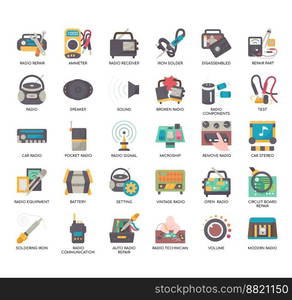 Set of Radio Repair Service thin line icons for any web and app project.