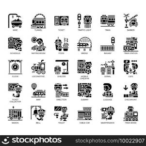 Set of Railway Element thin line and pixel perfect icons for any web and app project.