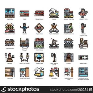 Set of Railway Station thin line icons for any web and app project.