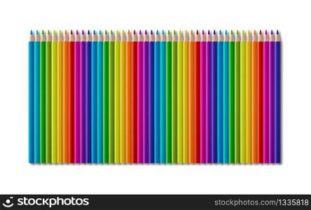 Set of rainbow color wooden pencil collection isolated on white background. Set of color wooden pencil collection on white background