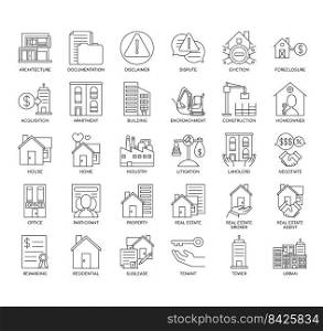 Set of Real Estate thin line icons for any web and app project.