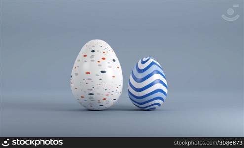 Set of realistic eggs on white background. 3D illustration.