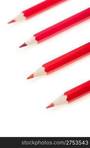 Set of red pencils. It is isolated on a white background