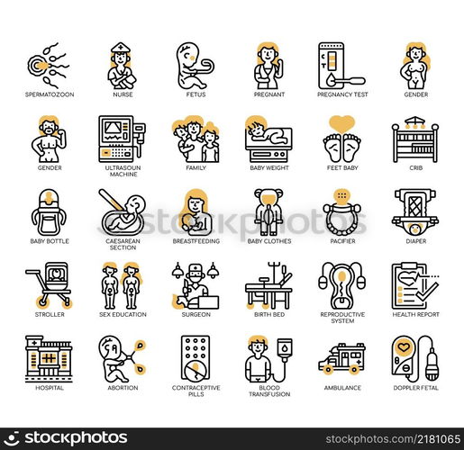 Set of reproductive health thin line icons for any web and app project.