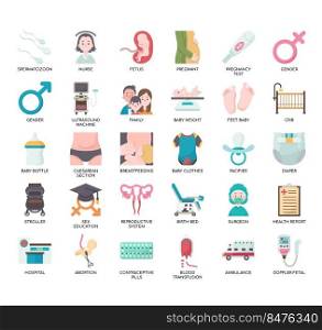 Set of reproductive health thin line icons for any web and app project.