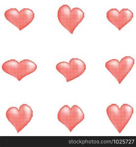 Set of Romantic Red Halftone Heart Icons Isolated on White Background. Symbols of Love.. Set of Romantic Red Halftone Heart Icons Isolated on White Background. Symbols of Love