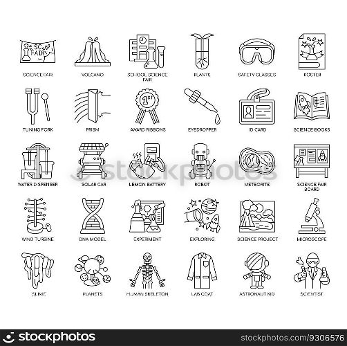 Set of Science Fair thin line icons for any web and app project.