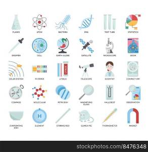 Set of Scientific study thin line icons for any web and app project.
