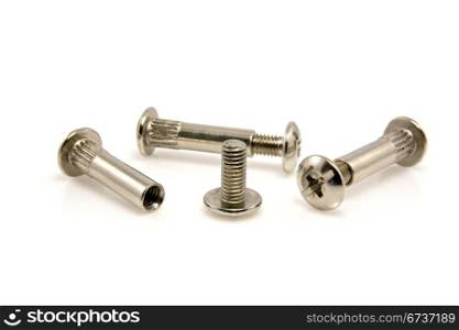 set of screw bolts on a white background