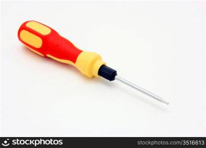 Set of screw-drivers with the orange handle on a white background