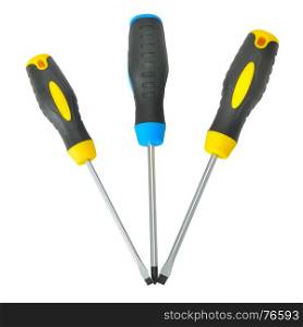 set of screwdrivers isolated on a white background with clipping path