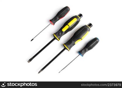 Set of screwdrivers on a white background. Tools for repair. Set of screwdrivers on a white background. Tools for repair.