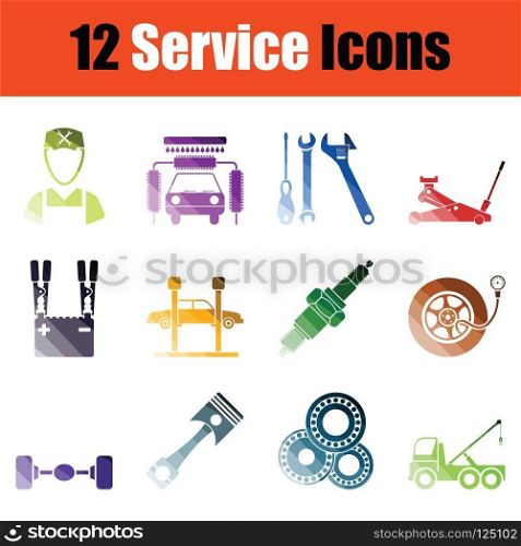 Set of service icons. Gradient color design. Vector illustration.