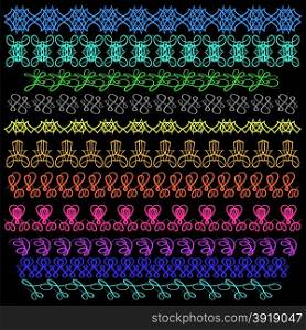 Set of Sewing Stitch Isolated on Black Background.. Sewing Stitch