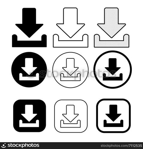 set of simple sign download icon