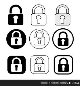 Set of simple sign Lock icon