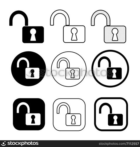 Set of simple sign Lock icon