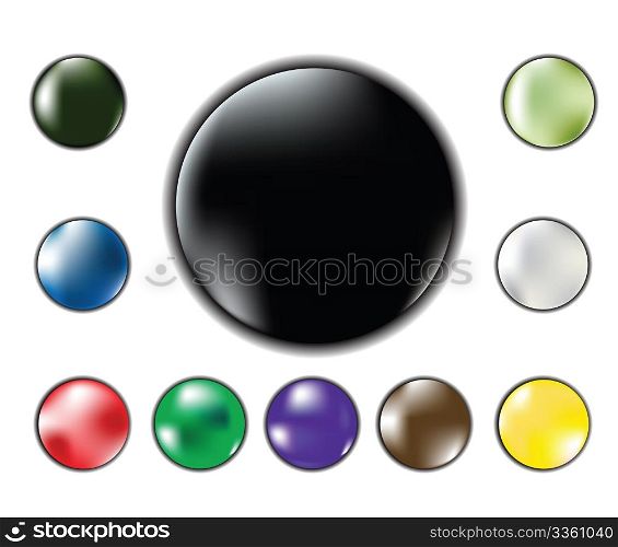 Set of six glossy bright web buttons
