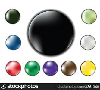 Set of six glossy bright web buttons