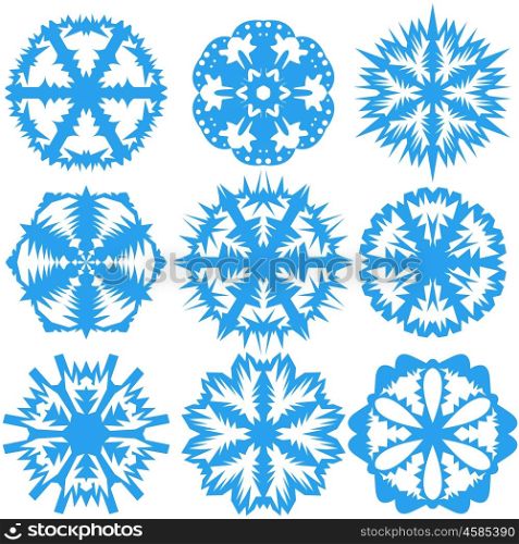 Set of snowflakes on a white background. Vector illustration. Set of snowflakes on a white background. Vector illustration.