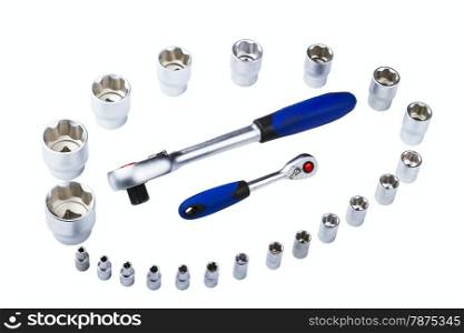set of socket wrenches isolated on white background
