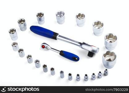 set of socket wrenches isolated on white background