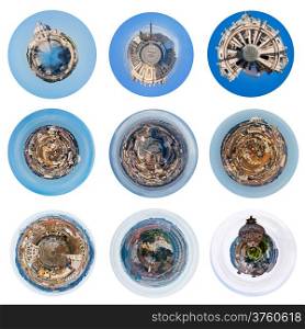 set of spherical Rome cityscapes and landmarks, Italy