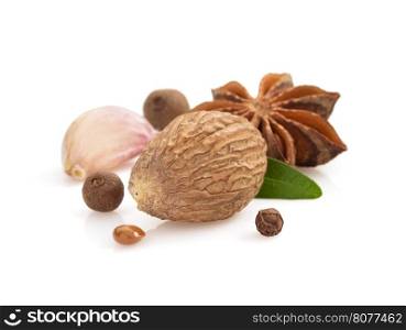 set of spices and herbs isolated on white background
