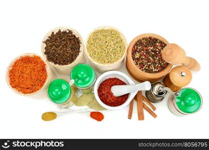 set of spices isolated on white background