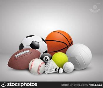 Set of sport balls on gray background