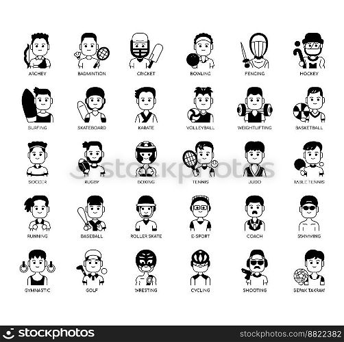 Set of Sport man 1 thin line icons for any web and app project.