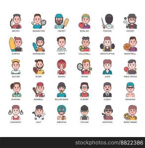 Set of Sport man 1 thin line icons for any web and app project.