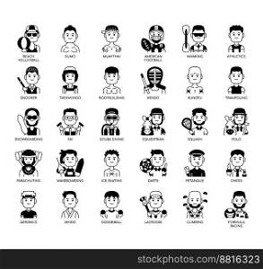 Set of Sport man 2 thin line icons for any web and app project.