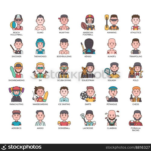 Set of Sport man 2 thin line icons for any web and app project.