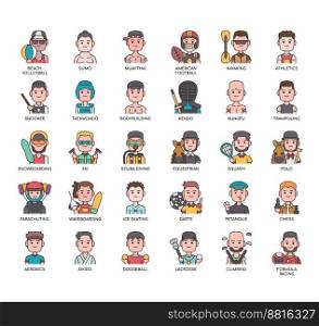 Set of Sport man 2 thin line icons for any web and app project.